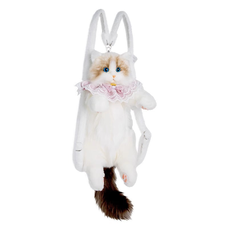 (Free Shipping) Cute Realistic Ragdoll Cat Plush Backpack