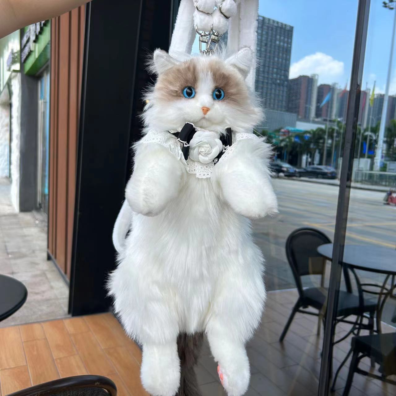 (Free Shipping) Cute Realistic Ragdoll Cat Plush Backpack