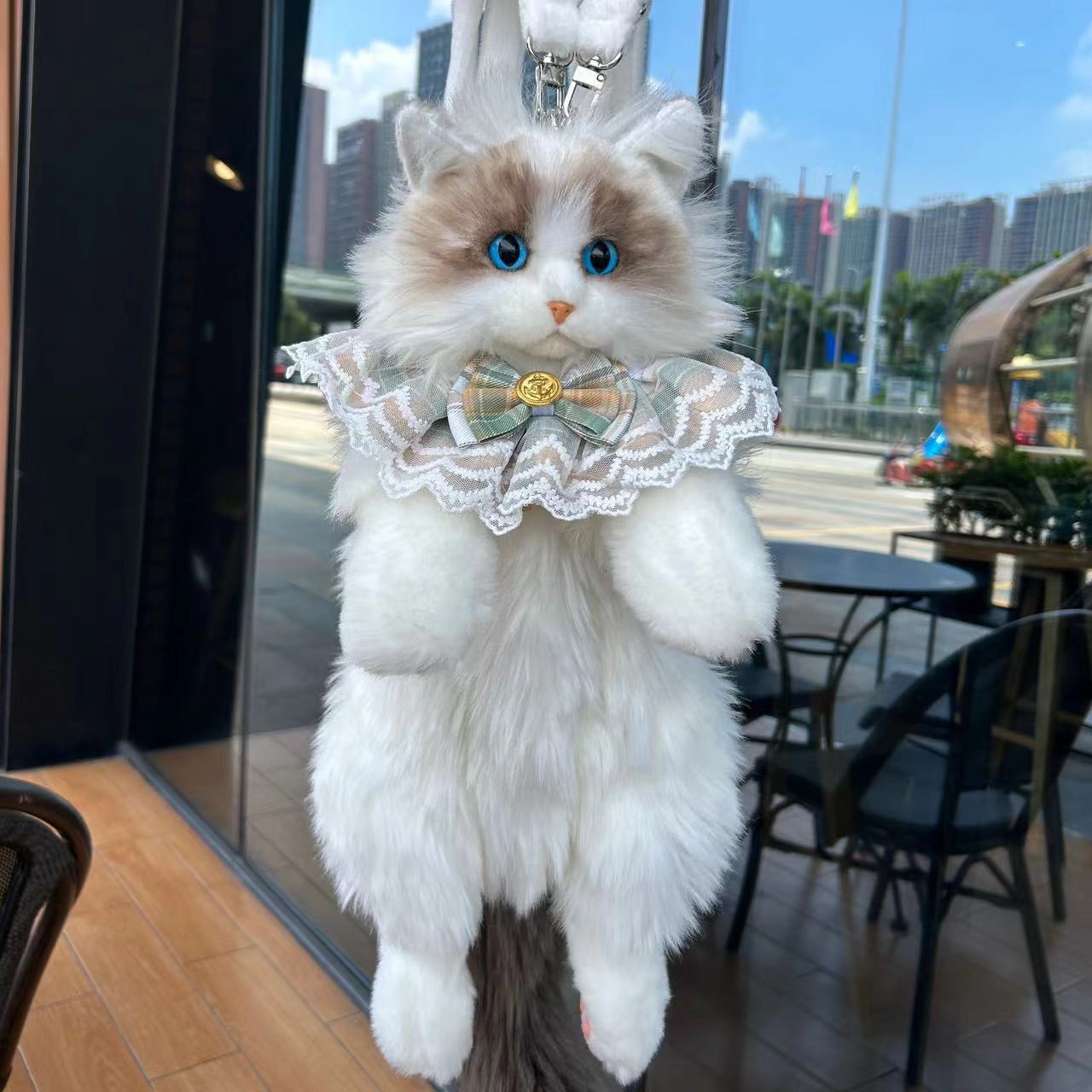(Free Shipping) Cute Realistic Ragdoll Cat Plush Backpack