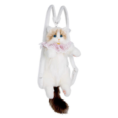 (Free Shipping) Cute Realistic Ragdoll Cat Plush Backpack 