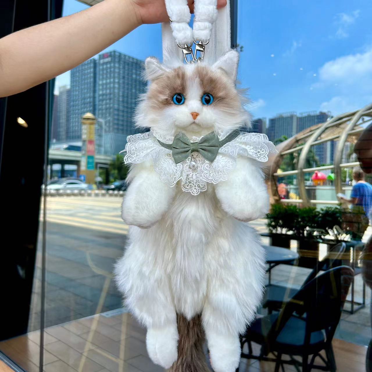(Free Shipping) Cute Realistic Ragdoll Cat Plush Backpack 