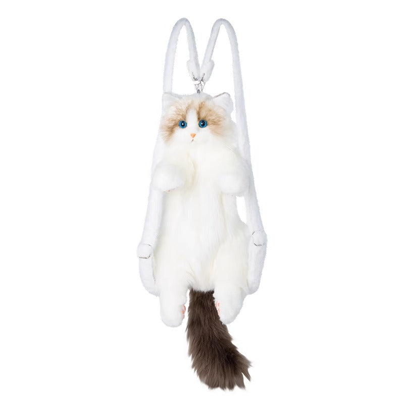 (Free Shipping) Cute Realistic Ragdoll Cat Plush Backpack 