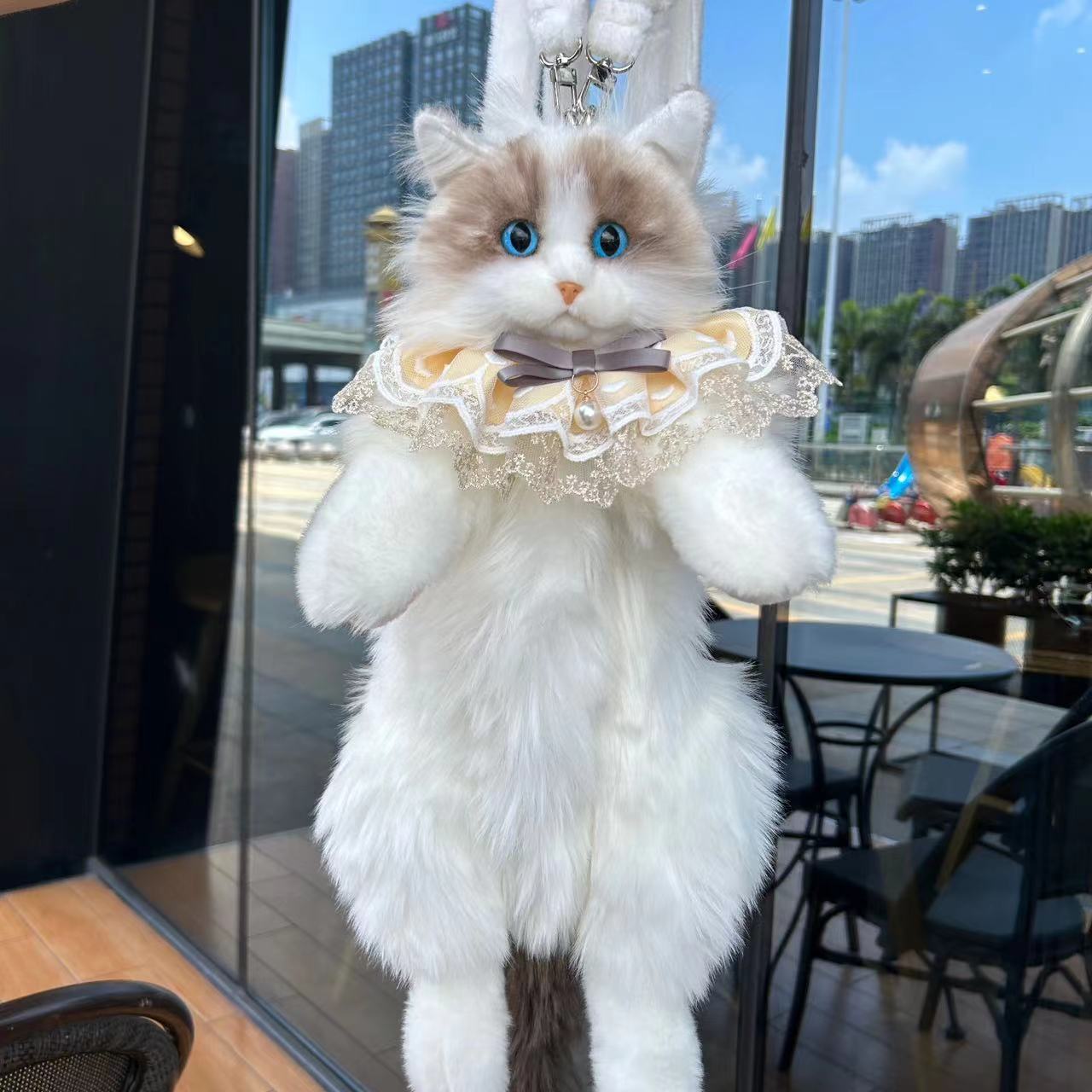 (Free Shipping) Cute Realistic Ragdoll Cat Plush Backpack 