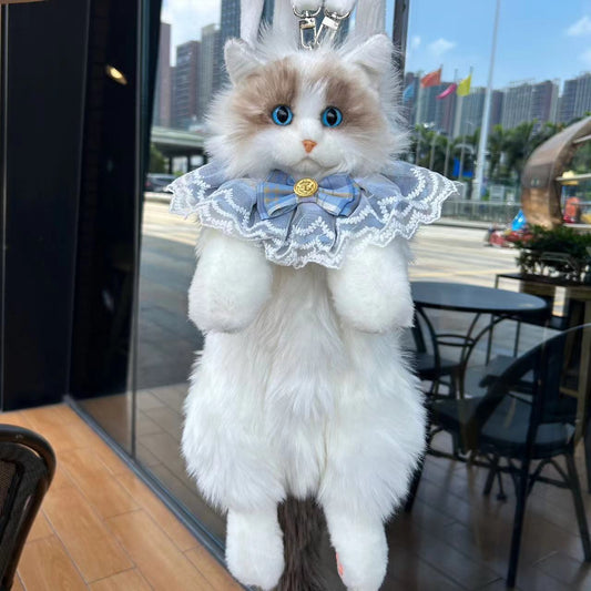 （送料無料）かわいいリアルなラグドール猫のぬいぐるみリュック