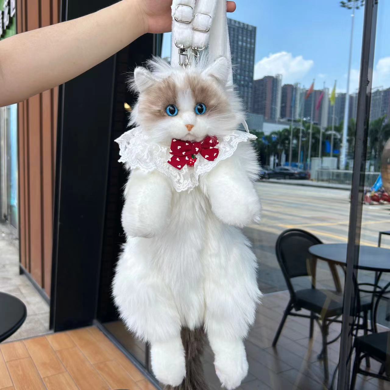 (Free Shipping) Cute Realistic Ragdoll Cat Plush Backpack 